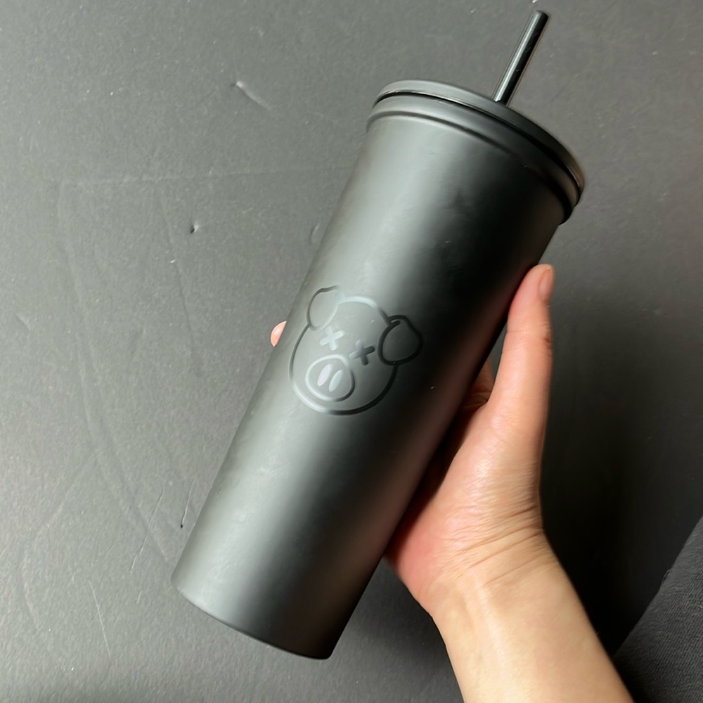 Shane Dawson Pig Tumbler in black with straw